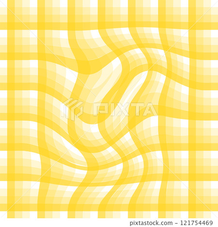 Gingham seamless pattern. Seamless pattern in a distorted check. Texture cherry, blue, yellow, green and white vichy. 121754469