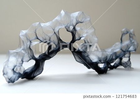 Abstract angular vines with geometric shapes and sharp lines form a modern pattern of foliage 121754683