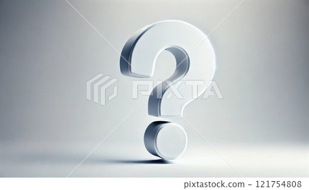 淺灰色閃亮的三維問號 121754808