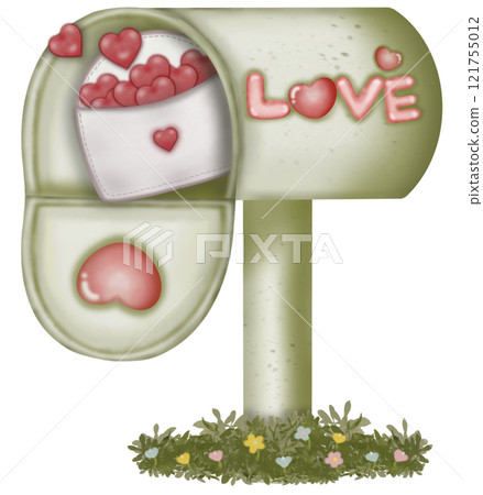 Mailbox and character envelope love hand drawn. 121755012