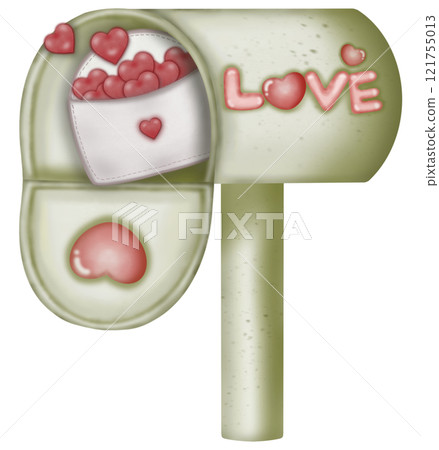 Mailbox and character envelope love hand drawn. Mailbox and character envelope love hand drawn. 121755013