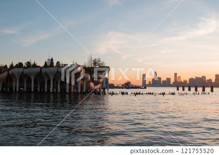 Little Island Park on New York City's Hudson River waterfront, modern architecture, Manhattan, NYC, NY, USA 121755520