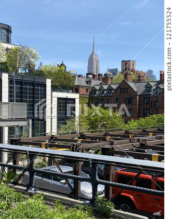 Historic buildings on one of the iconic streets in New York City, Manhattan reportage photography, modern cityscape, famous skyscrapers, Manhattan, NYC, NY, USA 121755524