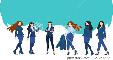 Illustration of a business woman making a comment 121756586
