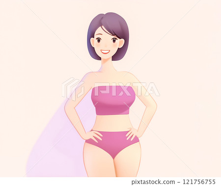 Image illustration of a healthy woman: hands on hips 121756755