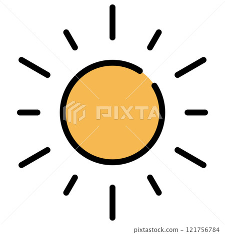 Sun line icon. Brightness outline vector sign. Intensity setting linear style pictogram. Symbol, logo illustration. Editable stroke. Sun line icon. Brightness outline vector sign. Intensity setting linear style pictogram. Symbol, logo illustration. Editable stroke. 121756784