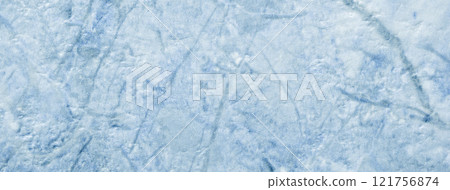 Texture of decorative light blue plaster imitating the old peeling stone wall. Obsolete sky cracked background 121756874