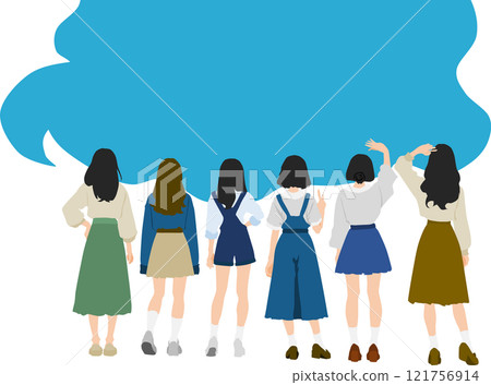 Illustration of a group of women commenting 121756914