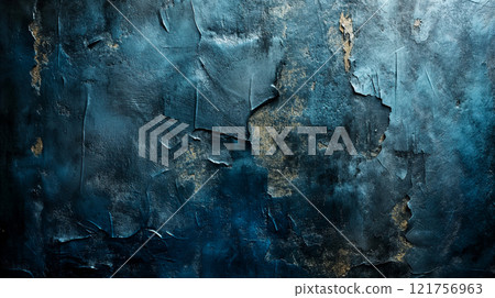 Teal and Gold Textured Surface. Generative AI 121756963