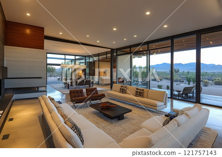 Modern living room with contemporary furniture. 121757143