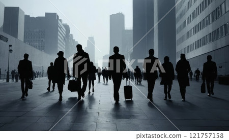 Silhouettes of people in the city. Silhouettes of people in the city. 121757158