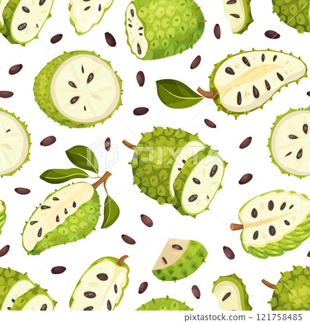 Soursop Fruit or Guanabana Seamless Pattern Vector Template Soursop Fruit or Guanabana Seamless Pattern Vector Template 121758485