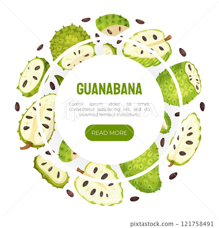 Soursop Fruit or Guanabana Banner Design Vector Template 121758491