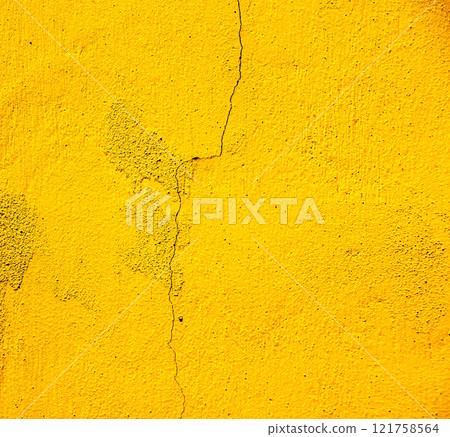 Crack yellow facade concrete wall texture with old vintage style, Blank of shiny yellow paint cement background with copy space concept Crack yellow facade concrete wall texture with old vintage style, Blank of shiny yellow paint cement background with copy space concept 121758564