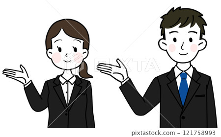 Illustration material: A simple and cute illustration material of a working adult giving guidance 121758993