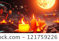 Futuristic Lunar Festival with Candles and Moon 121759226