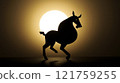 Horse Silhouette Against the Sun 121759255