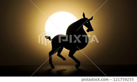 Horse Silhouette Against the Sun 121759255