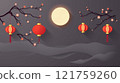 Festival Lanterns and Moon 121759260