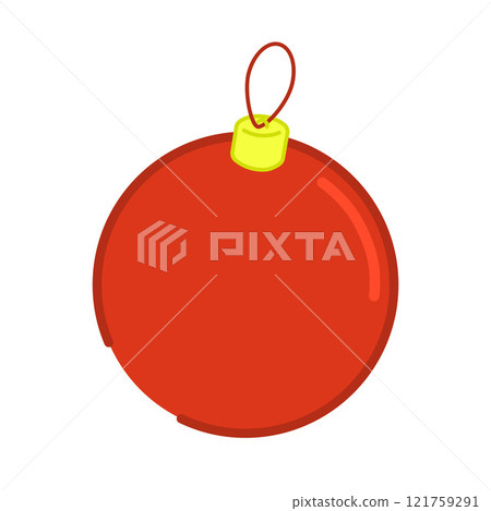 Christmas balls red vector set design. Christmas red and silver ball ornament with elegant shiny and glitter pattern for xmas round shape elements collection. Vector illustration flat 121759291