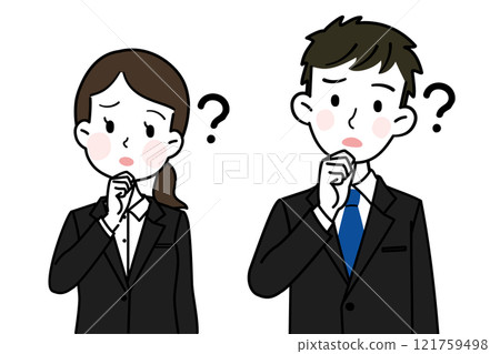 Stock Illustration: A doubtful working adult Simple and cute illustration material Stock Illustration: A doubtful working adult Simple and cute illustration material 121759498