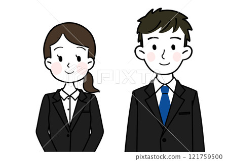 Stock Illustration: Men and women in suits Simple and cute illustration material Stock Illustration: Men and women in suits Simple and cute illustration material 121759500