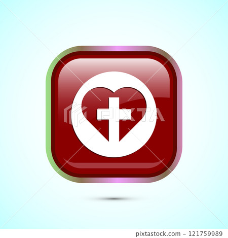 Christian cross icon design illustration, Religion sign. Holy cross logo symbol, Button design 121759989