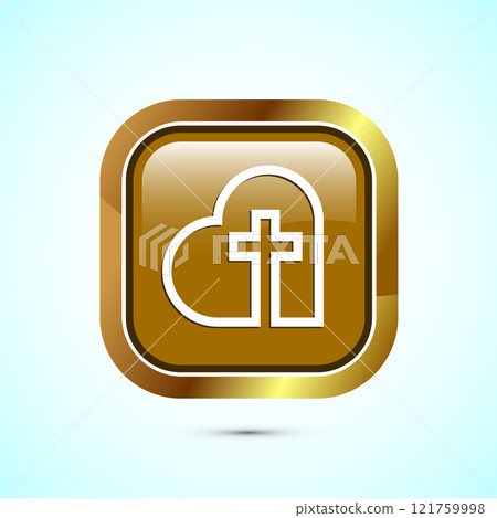 Christian cross icon design illustration, Religion sign. Holy cross logo symbol, Button design 121759998