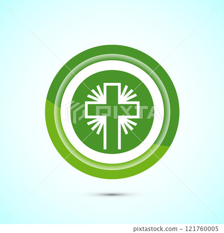 Christian cross icon design illustration, Religion sign. Holy cross logo symbol, Button design 121760005