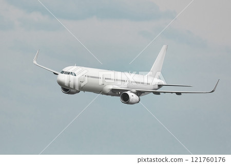 Passenger Aircraft Mid-air, Plain White Airplane 121760176