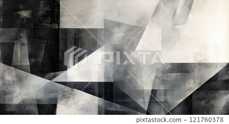 Abstract geometric shapes and textures in monochrome art, AI Generative 121760378
