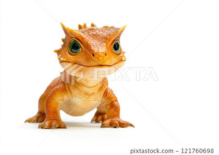 Adorable horned lizard striking a pose against a white background, AI Generative 121760698