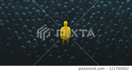 Standing out in the crowd individuality and uniqueness in a sea of sameness, AI Generative 121760802