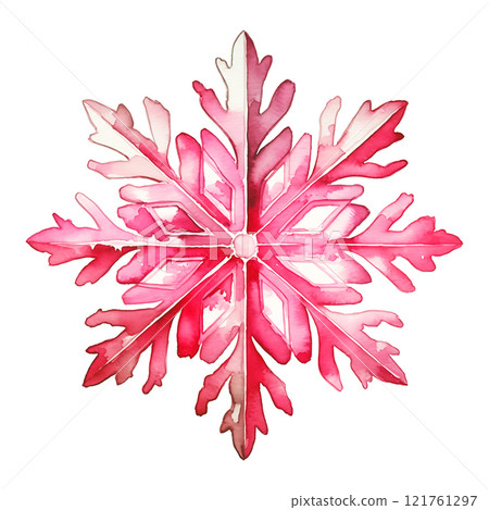Pink watercolor snowflakes illustration 121761297