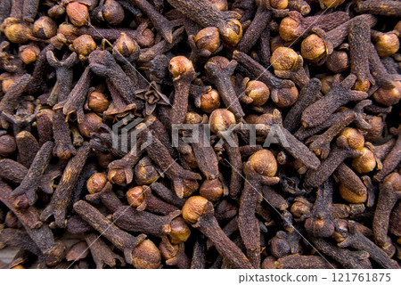 Full Frame View of Aromatic Cloves in Rich Brown Tones 121761875