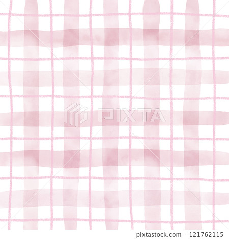 Pink Plaid Gingham Hand Drawn Background Pattern Overlay 121762115