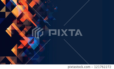 Blue geometric background with polygons for text. Triangle banner for lettering and design 121762272