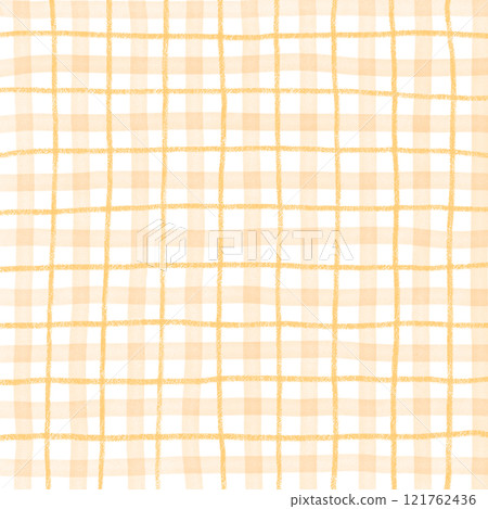 Orange Plaid Gingham Hand Drawn Background Pattern Overlay 121762436