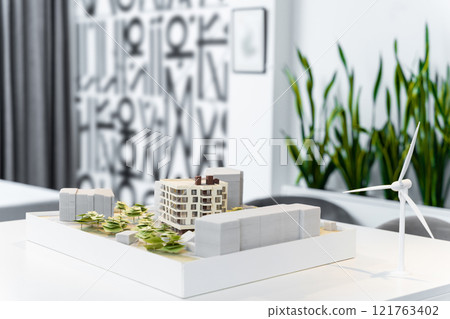 Living area mock up on the table in the modern architect office Living area mock up on the table in the modern architect office 121763402