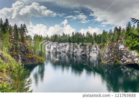 Landscape of the mountain park Ruskeala in the Republic of Karelia 121763688