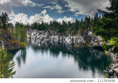 Landscape of the mountain park Ruskeala in the Republic of Karelia Landscape of the mountain park Ruskeala in the Republic of Karelia 121763690