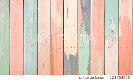 texture of a wooden fence in pastel shades 121763956