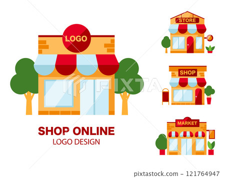 Small Business Logo Collection. Mini Market Facades for Local Shop Branding in Modern Flat Design, Vector Illustration Small Business Logo Collection. Mini Market Facades for Local Shop Branding in Modern Flat Design, Vector Illustration 121764947