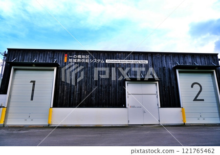 View of the district heating facility in Ichinohashi district, Shimokawa town, Hokkaido 121765462
