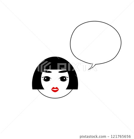 一個微笑的女人和一個講話泡泡的簡單插圖 121765656