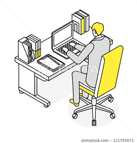 Isometric_Man working in an office 121765671