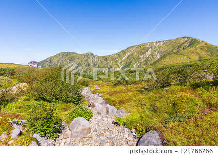 秋天的立山黑部阿爾卑斯山路線、紅葉天狗平、大日山脈 121766766