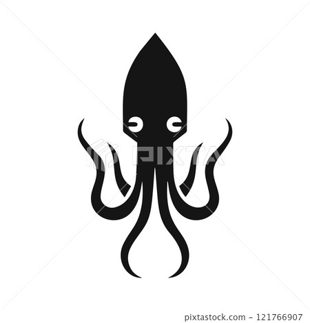 Black silhouette vector illustration of a squid Black silhouette vector illustration of a squid 121766907