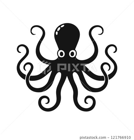 Black silhouette vector illustration of an octopus 121766910