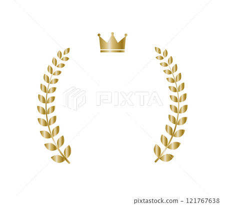 Golden laurel frame with crown Vector 121767638